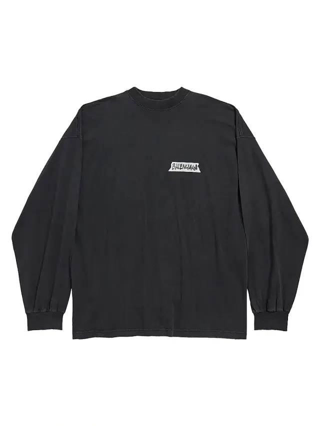 Balenciaga Men's Masking Tape Long Sleeve Large Fit T-Shirt - Faded Black