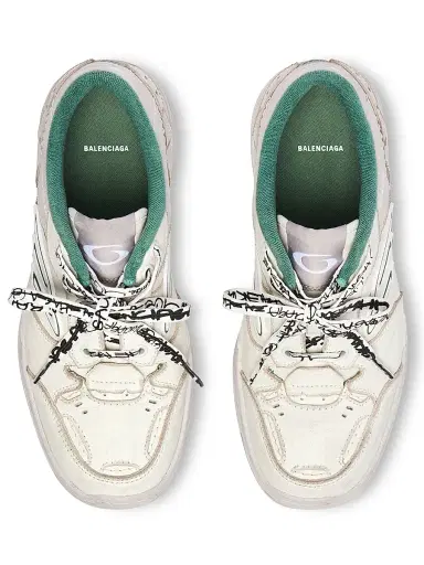 Balenciaga Men's Hamptons Medium Worn-Out Sneakers - Beige Green - Size 13 | Thumbnail 6 Balenciaga Men's Hamptons Medium Worn-Out Sneakers - Beige Green - Size 13 | Thumbnail 6