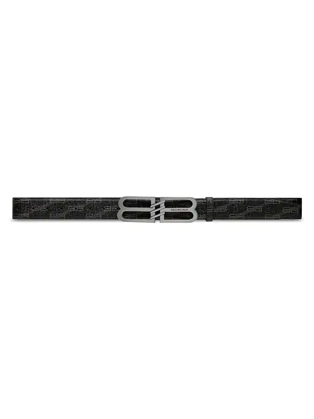 Women's BB Signature Belt BB Monogram Coated Canvas - Black Grey