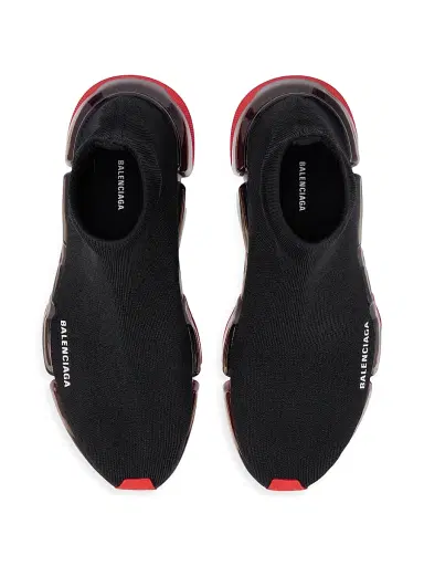 Balenciaga Men's Speed 2.0 Full Clear Sole Knit Sneakers - Black Red - Size 13 | Thumbnail 5 Balenciaga Men's Speed 2.0 Full Clear Sole Knit Sneakers - Black Red - Size 13 | Thumbnail 5