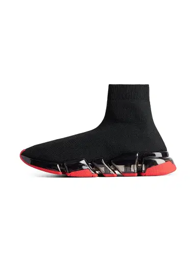 Balenciaga Men's Speed 2.0 Full Clear Sole Knit Sneakers - Black Red - Size 13 | Thumbnail 6 Balenciaga Men's Speed 2.0 Full Clear Sole Knit Sneakers - Black Red - Size 13 | Thumbnail 6