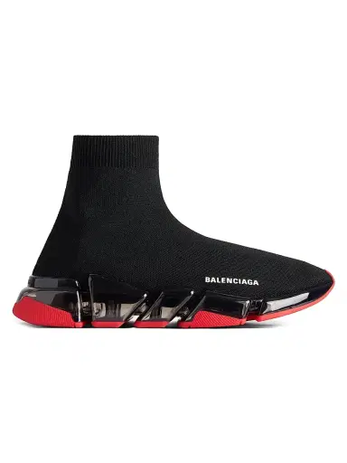 Balenciaga Men's Speed 2.0 Full Clear Sole Knit Sneakers - Black Red - Size 13 | Thumbnail 1 Balenciaga Men's Speed 2.0 Full Clear Sole Knit Sneakers - Black Red - Size 13 | Thumbnail 1