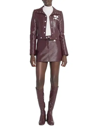Courrèges Women's Reedition Vinyl A-Line Miniskirt - Burgundy - Size 12 | Thumbnail 2 Courrèges Women's Reedition Vinyl A-Line Miniskirt - Burgundy - Size 12 | Thumbnail 2