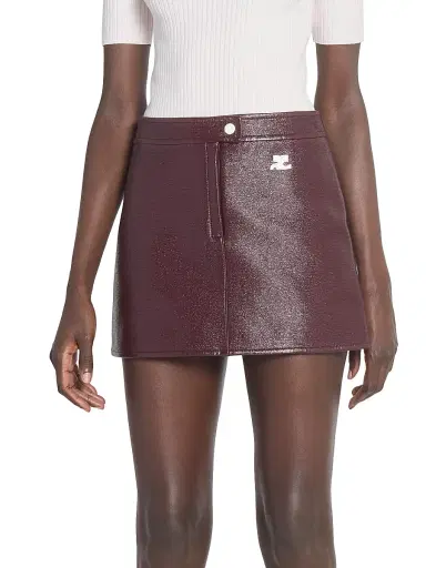 Courrèges Women's Reedition Vinyl A-Line Miniskirt - Burgundy - Size 12 | Thumbnail 3 Courrèges Women's Reedition Vinyl A-Line Miniskirt - Burgundy - Size 12 | Thumbnail 3