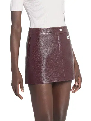 Courrèges Women's Reedition Vinyl A-Line Miniskirt - Burgundy - Size 12 | Thumbnail 4 Courrèges Women's Reedition Vinyl A-Line Miniskirt - Burgundy - Size 12 | Thumbnail 4
