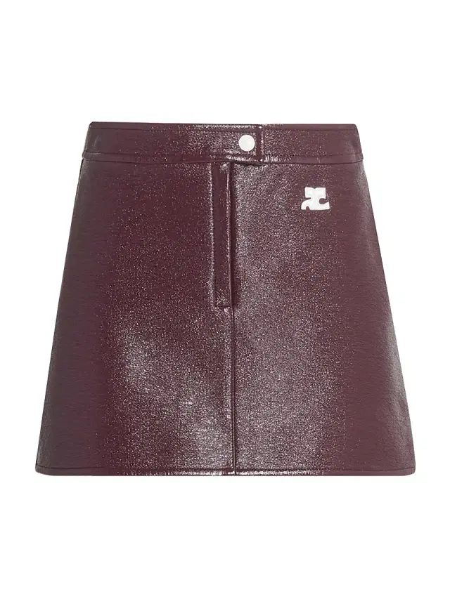 Courreges Women's Reedition Vinyl A-Line Miniskirt - Burgundy