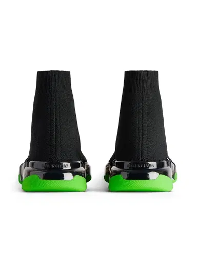 Balenciaga Men's Speed 2.0 Full Clear Sole Knit Sneakers - Black Neon Green | Thumbnail 5 Balenciaga Men's Speed 2.0 Full Clear Sole Knit Sneakers - Black Neon Green | Thumbnail 5