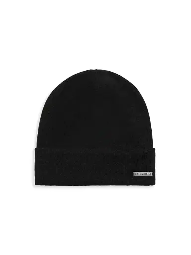 Balenciaga Women's Knitted Beanie in Cashmere - Black - Size Medium | Thumbnail 1