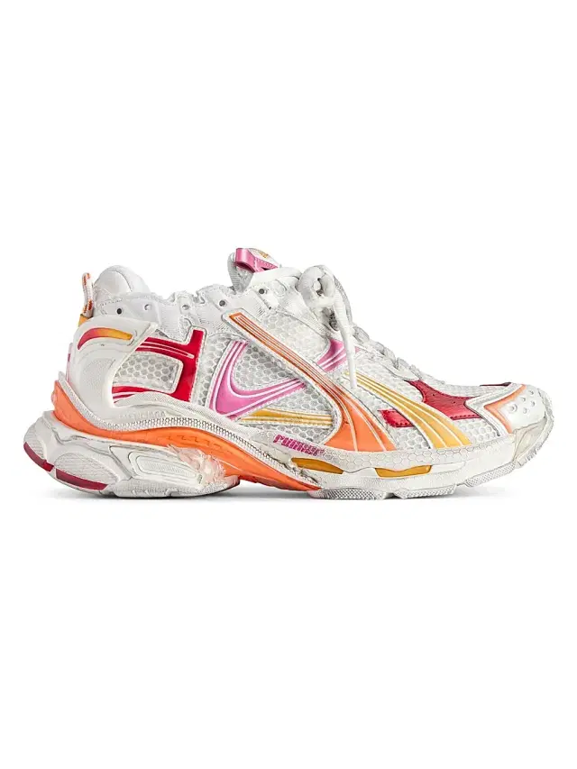 Balenciaga Men's Runner Gradient Sneakers - White Orange Pink