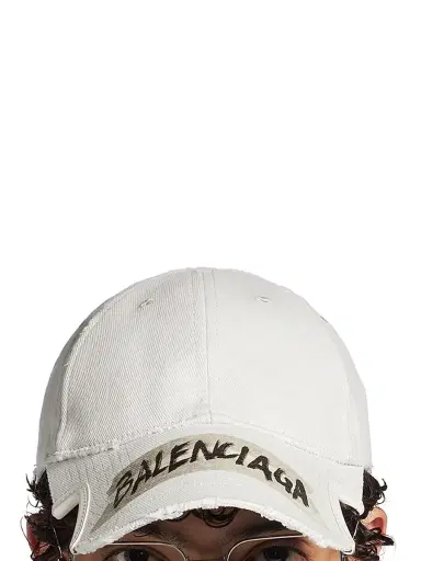 Balenciaga Men's Masking Tape Cap - Dirty White - Size Medium | Thumbnail 5 Balenciaga Men's Masking Tape Cap - Dirty White - Size Medium | Thumbnail 5