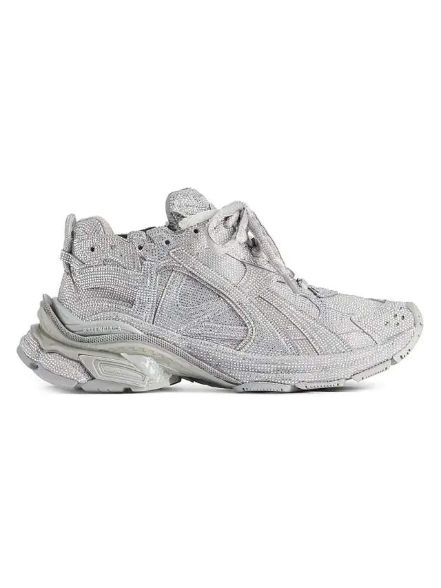 Men's Runner Sneakers with Rhinestones - White