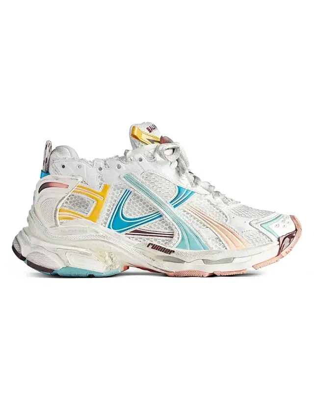 Balenciaga Women's Runner Sneakers - White Yellow Blue