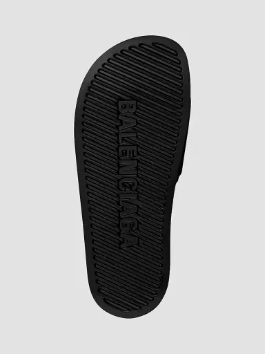 Balenciaga Women's Pool Slide Sandals - Black White - Size 12 | Thumbnail 5