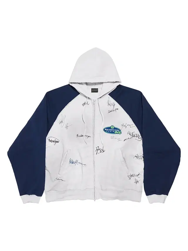 Balenciaga Men's Banana Raglan Oversized Zip-Up Hoodie - Dirty White Blue