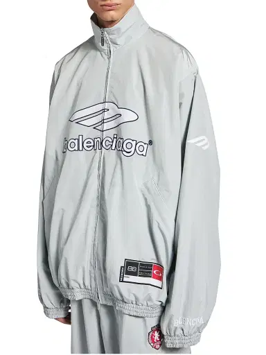 Balenciaga Men's 3B Football Tracksuit Jacket - New Grey - Size Large | Thumbnail 3