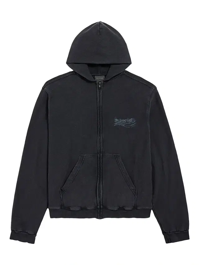 Women's Washed Crayon Political Zip-Up Regular Fit Hoodie - Faded Black