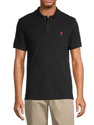 AMI PARIS Men's Ami De Coeur Polo Shirt - Black - Size XXL | Thumbnail 3 AMI PARIS Men's Ami De Coeur Polo Shirt - Black - Size XXL | Thumbnail 3