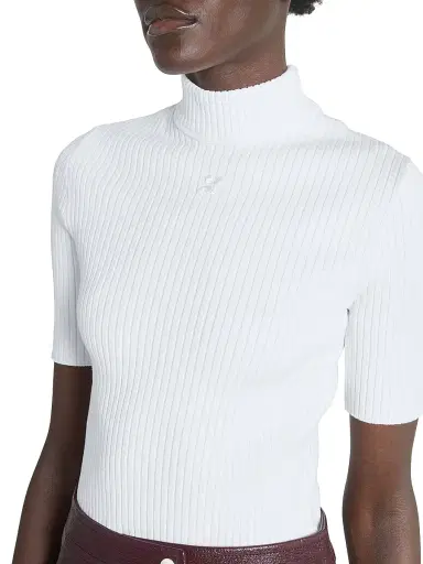 Courrèges Women's Reedition Rib-Knit Blouse - Heritage White | Thumbnail 6