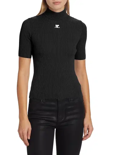 Courreges Women's Reedition Rib-Knit Blouse - Black | Thumbnail 3 Courreges Women's Reedition Rib-Knit Blouse - Black | Thumbnail 3
