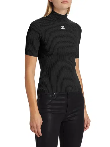 Courreges Women's Reedition Rib-Knit Blouse - Black | Thumbnail 4 Courreges Women's Reedition Rib-Knit Blouse - Black | Thumbnail 4