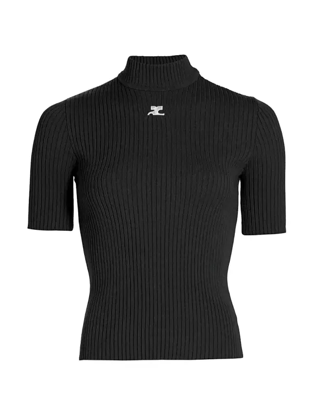 Women's Reedition Rib-Knit Blouse - Black