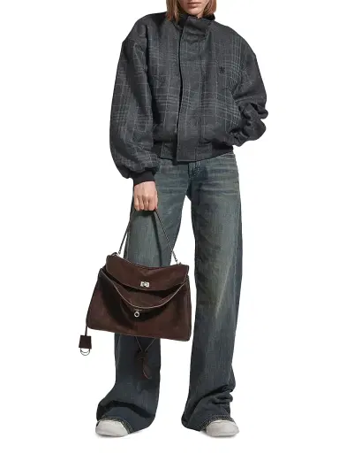 Balenciaga Women's Rodeo Medium Suede Top Handle Bag - Light Espresso | Thumbnail 1