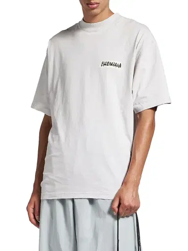 Balenciaga Men's Masking Tape Medium Fit T-Shirt - Dirty White - Size XXL | Thumbnail 3