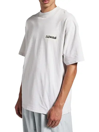 Balenciaga Men's Masking Tape Medium Fit T-Shirt - Dirty White - Size XXL | Thumbnail 4