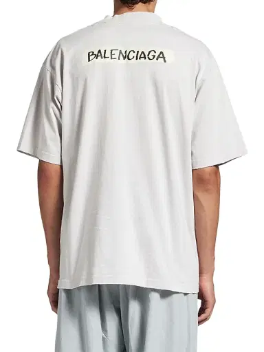 Balenciaga Men's Masking Tape Medium Fit T-Shirt - Dirty White - Size XXL | Thumbnail 5