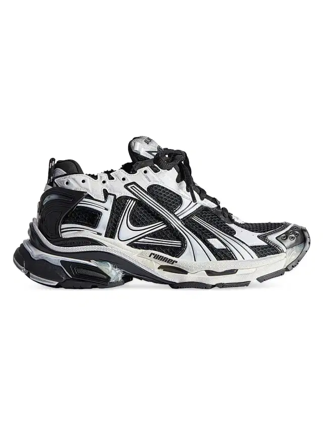 Men's Runner Gradient Sneakers - Black White Multicolor