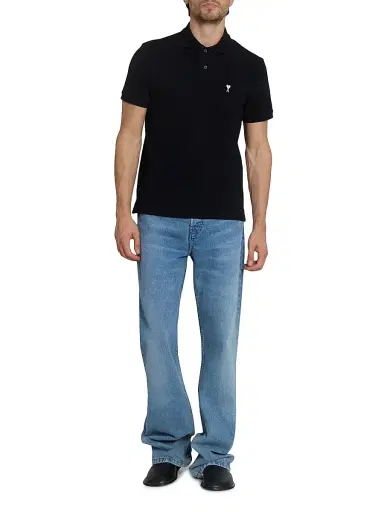 AMI PARIS Men's ADC Logo Polo Shirt - Noir Blanc Creme - Size XXL | Thumbnail 2 AMI PARIS Men's ADC Logo Polo Shirt - Noir Blanc Creme - Size XXL | Thumbnail 2