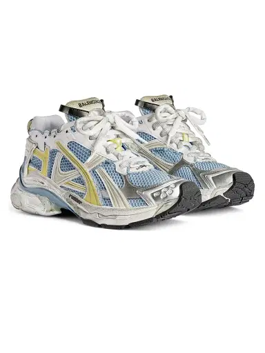Balenciaga Women's Runner Sneakers - Blue Yellow White | Thumbnail 2