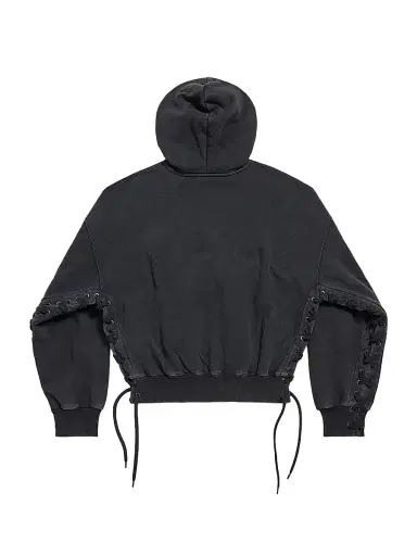 Balenciaga Women's Loop Sports Icon Lace-Up Hoodie - Faded Black | Thumbnail 2