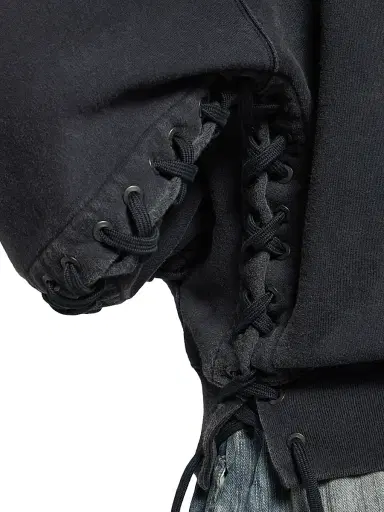 Balenciaga Women's Loop Sports Icon Lace-Up Hoodie - Faded Black | Thumbnail 6