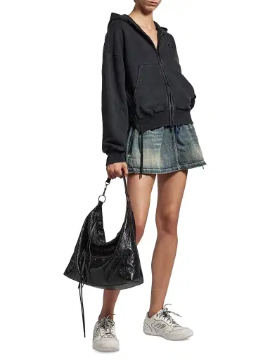 Balenciaga Women's Loop Sports Icon Lace-Up Hoodie - Faded Black | Thumbnail 7