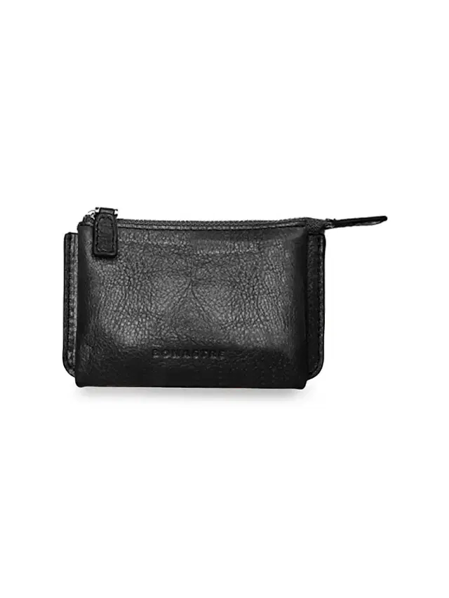 Men's Cloud Holder Leather Mini Wallet - Shiny Black