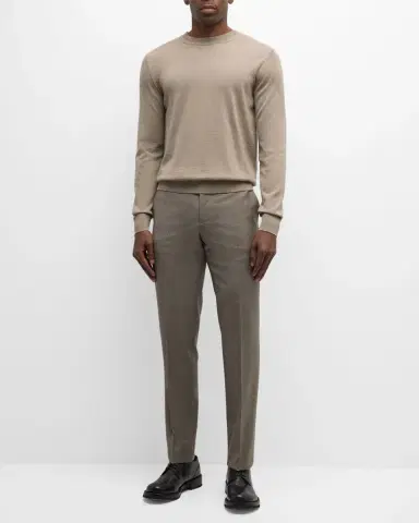 Giorgio Armani Men's Stone Wool Trousers | Thumbnail 2