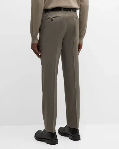 Giorgio Armani Men's Stone Wool Trousers | Thumbnail 3