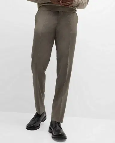 Giorgio Armani Men's Stone Wool Trousers | Thumbnail 6
