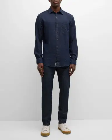 Rodd & Gunn Men's Kingswell Indigo Linen Casual Button-Down Shirt | Thumbnail 2 Rodd & Gunn Men's Kingswell Indigo Linen Casual Button-Down Shirt | Thumbnail 2