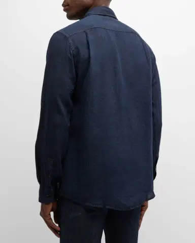 Rodd & Gunn Men's Kingswell Indigo Linen Casual Button-Down Shirt | Thumbnail 3 Rodd & Gunn Men's Kingswell Indigo Linen Casual Button-Down Shirt | Thumbnail 3