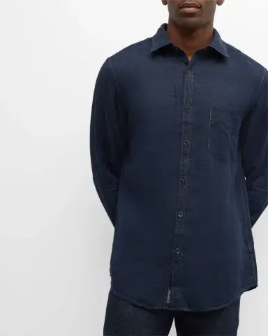 Rodd & Gunn Men's Kingswell Indigo Linen Casual Button-Down Shirt | Thumbnail 6 Rodd & Gunn Men's Kingswell Indigo Linen Casual Button-Down Shirt | Thumbnail 6