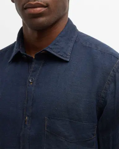 Rodd & Gunn Men's Kingswell Indigo Linen Casual Button-Down Shirt | Thumbnail 7 Rodd & Gunn Men's Kingswell Indigo Linen Casual Button-Down Shirt | Thumbnail 7