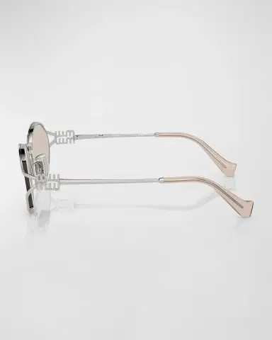 Miu Miu Logo Metal Oval Sunglasses | Thumbnail 2 Miu Miu Logo Metal Oval Sunglasses | Thumbnail 2