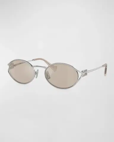 Miu Miu Logo Metal Oval Sunglasses | Thumbnail 3 Miu Miu Logo Metal Oval Sunglasses | Thumbnail 3