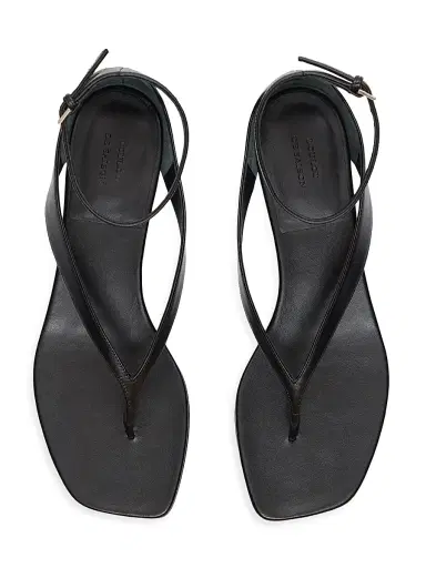 Loulou Studio Women's Zio Leather Flat Wedge Sandals - Black | Thumbnail 3 Loulou Studio Women's Zio Leather Flat Wedge Sandals - Black | Thumbnail 3