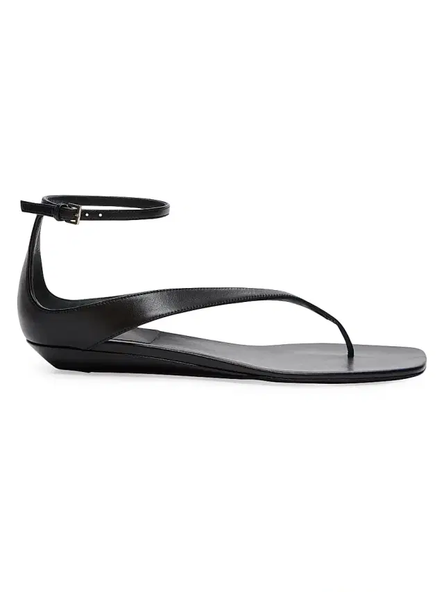 Women's Zio Leather Flat Wedge Sandals - Black