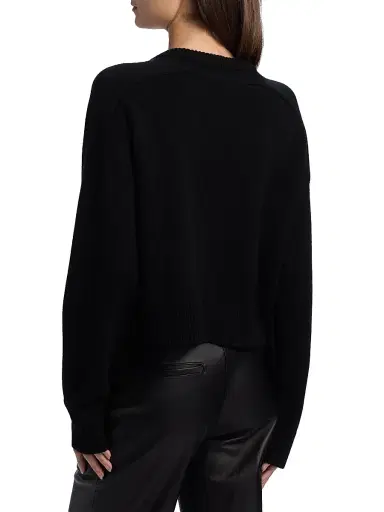 Loulou de Saison Women's Bruzzi Cropped Wool-Cashmere Sweater - Black | Thumbnail 5