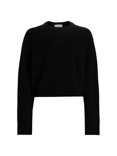 Loulou de Saison Women's Bruzzi Cropped Wool-Cashmere Sweater - Black | Thumbnail 1