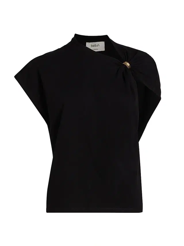 ba & sh Women's Allia Asymmetric Cotton T-Shirt - Noir